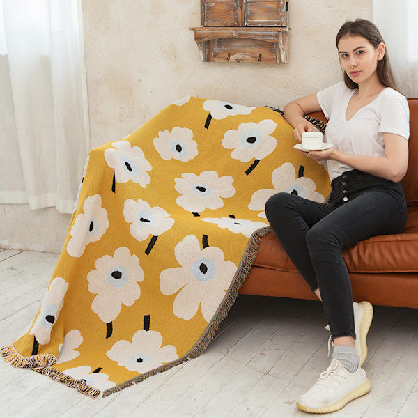 Sofa Teppe Dekorativ Stoltrekk Pen Liten Blomstermønster for Sofa,