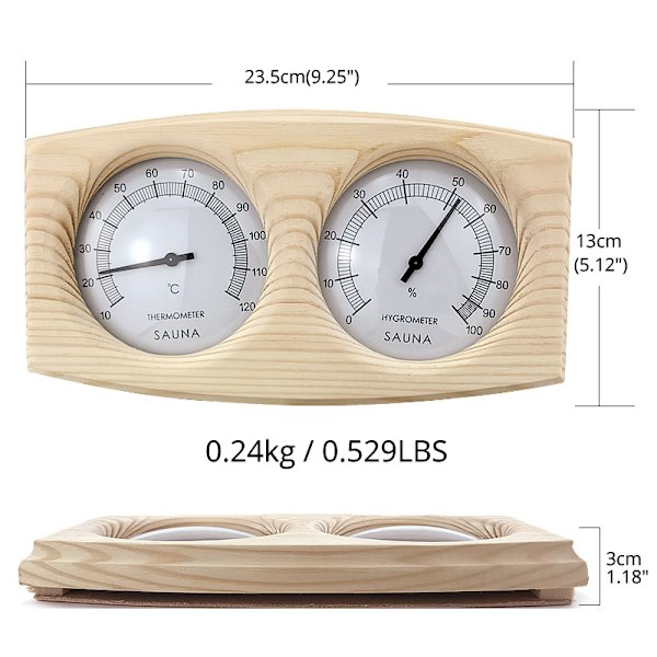 Termometer och hygrometer i furu för bastu, bakgrundsspa, bastutillbehör23