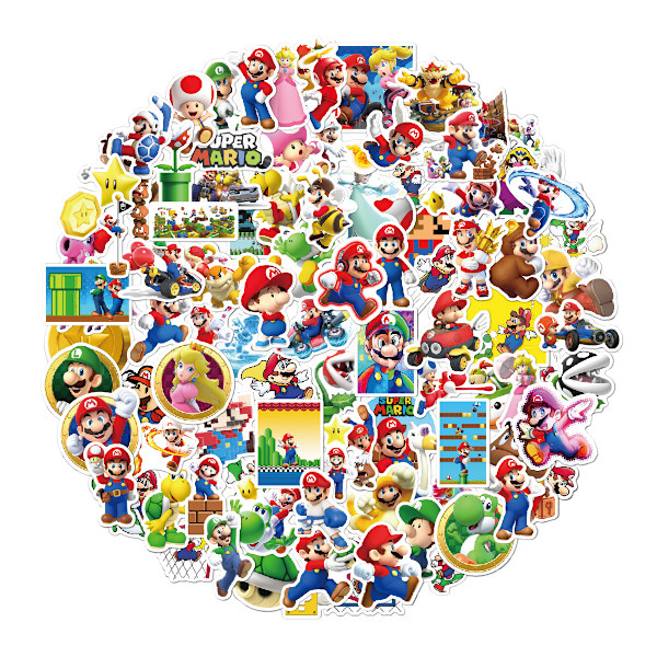 Mario-tarrat 100 kpl sarjakuva graffiti kupit tietokone lapset statio