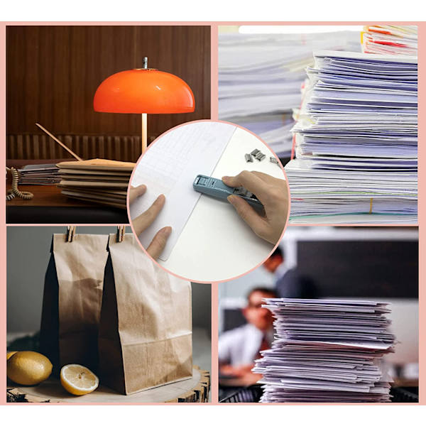 Kätevä simpukkaklipsiannostelija Kädessä pidettävä paperiniittaaja 2 klipsipaininta + 100 ylimääräistä klipsiä