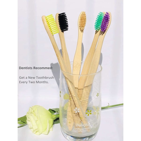 Eco Friendly Bamboo Toothbrush , 10Pack Medium Firm Bristles Biodegradable