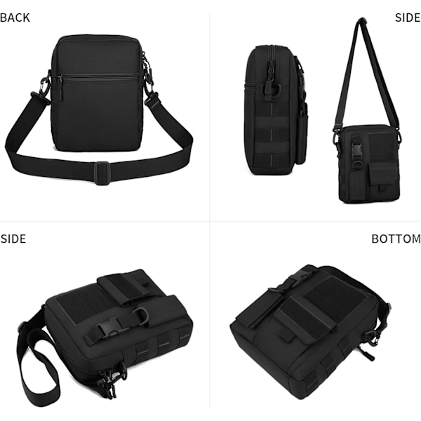 Skulderveske, Messenger Bag, Militær Arbeids Taktisk Veske med Nøkkelpose, Multifunksjonell Veske for Menn og Kvinner for Vandring, Reise, Sykling