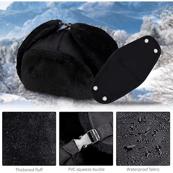 Hatt med Vindtät Mask, Unisex Vinter Ridhjälm Jakt Öronvärmare för Skidåkning Snowboardåkning Skridskoåkning (56-60cm)
