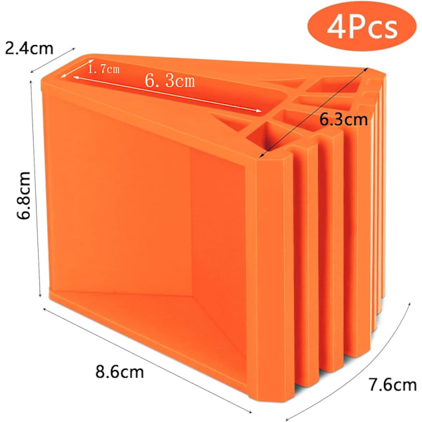 Stigebenstilbehør - 4 stk. Skridsikker, Tykk - Universal Stigeskammelpude, Stigeskammelfod - Stigepude, Stigefod (Orange, Plastik)