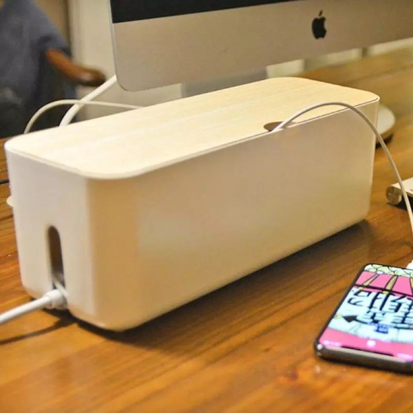 Kabelopbevaringsboks - TV, computer og USB-hub-system, sort