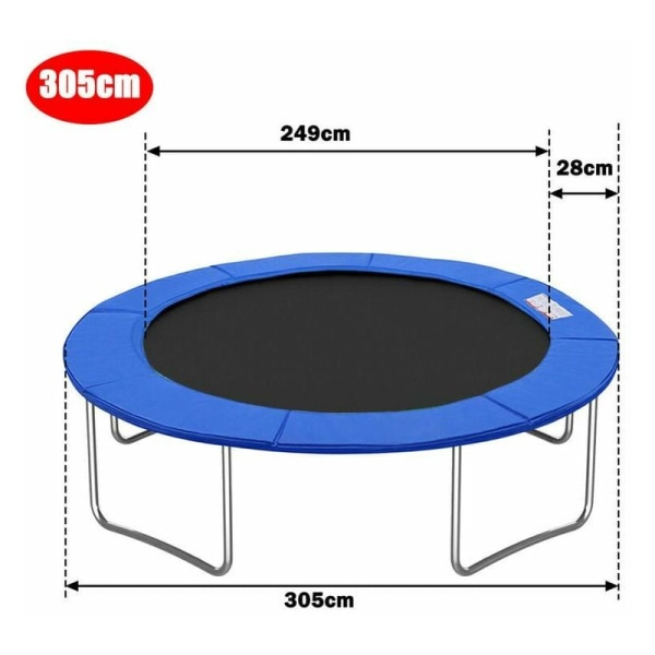 Trampolin kantbetræk trampolin fjeder sidebeskyttelsesbetræk ø305cm Blå -
