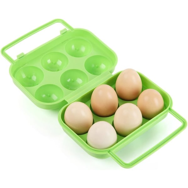 Förvaringslåda för 6 gitterägg, bärbar ägglåda i plast, grön