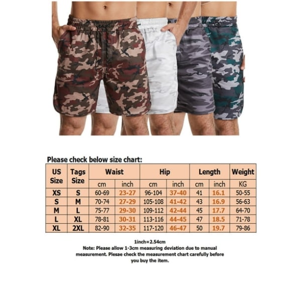 Avslappnade shorts med kamouflagemönster, snabbtorkande badbyxor med dragsko, sommarbadkläder, strandkläder, badkläder för män XXL