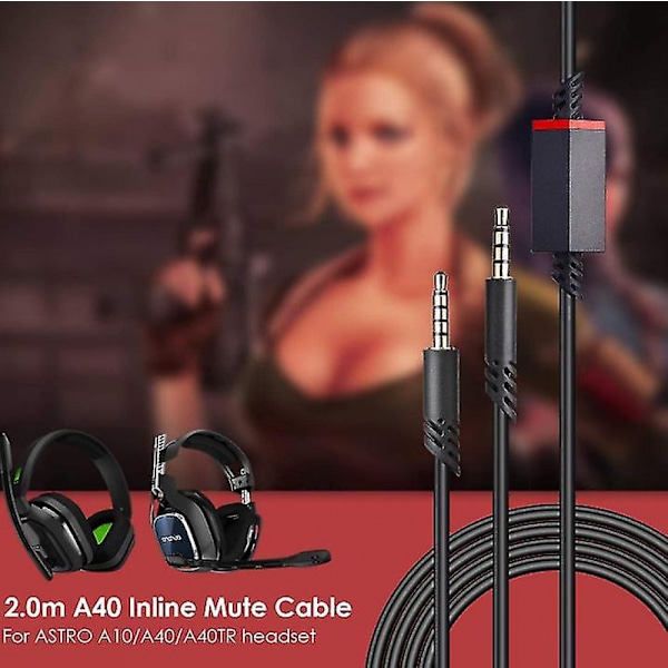 Erstatningshodetelefonkabel, for Astro A10/a40 Gaming-hodetelefoner 2 meter
