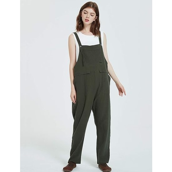 Kvinnors mode Lös linnehaklappbyxor ArmyGreen XXL