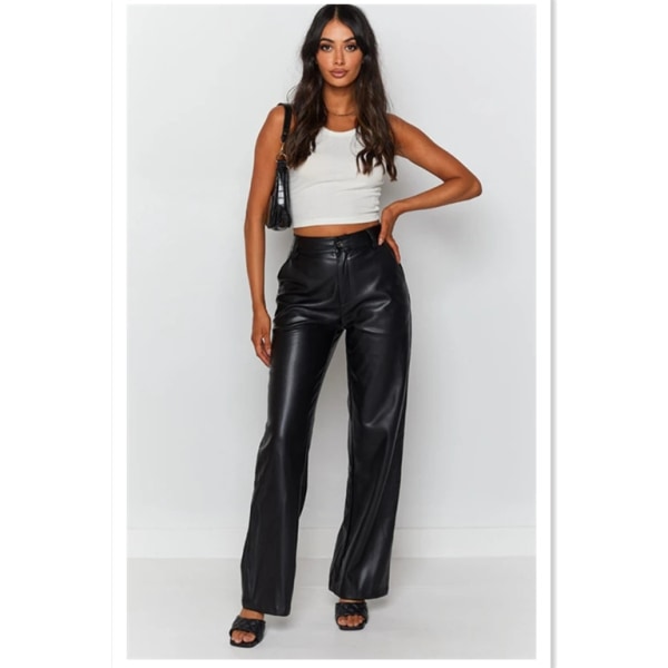 Dam High Waist Fickor Raka Vida Ben Jeans Läder Look Byxor XL