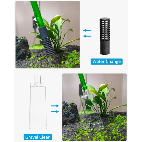2 i 1 Akvarium Vattenväxlare, Akvarium Dammsugare Kit med Siphon, Grusrengörare för Akvarium Rengöring