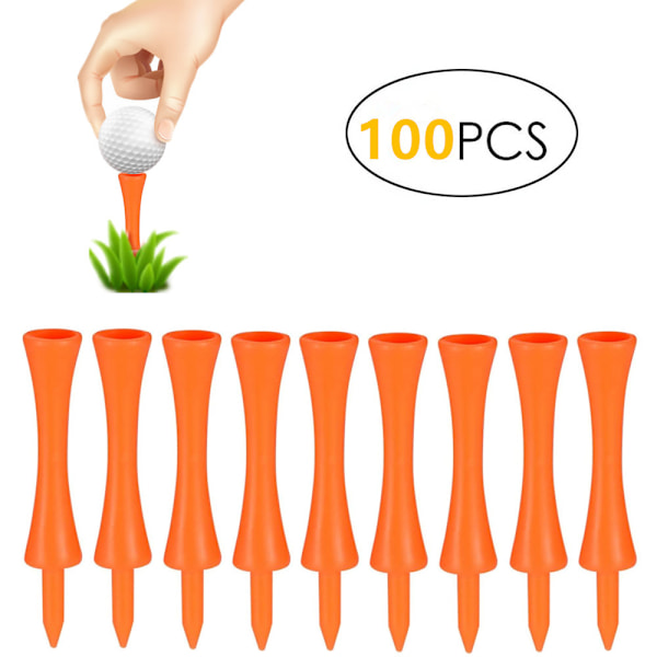100-pakning golf-tees, 70 mm plast-golf-tees, reduserer friksjon og sidespinn