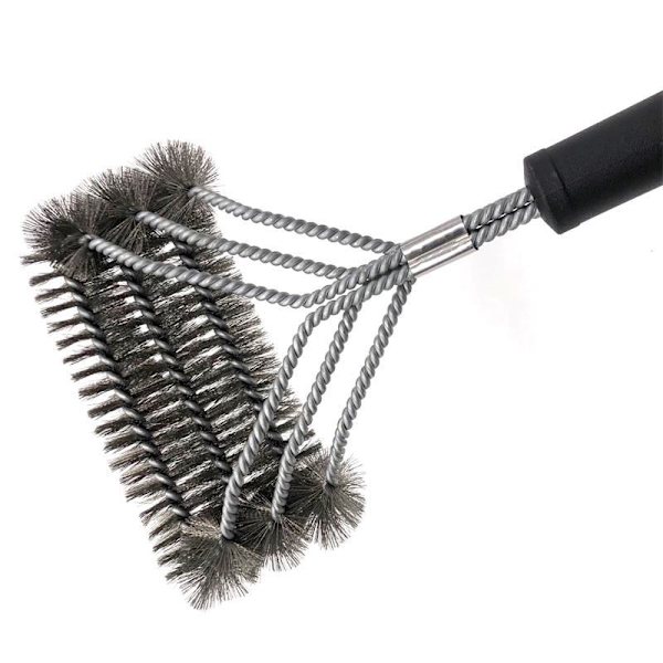 1 st metall och PP grillborste, rengöringstillbehör för gas, kol, grillar (16,5*45 cm)