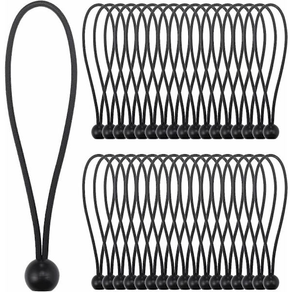 Bungee-snøre, 35×Svart Bungee Bungee Ball(20CM) Presenning Bungee-snøre, Holdbar Bærbar Bungee-krok for Banner, Presenninger, Paviljonger, Telt