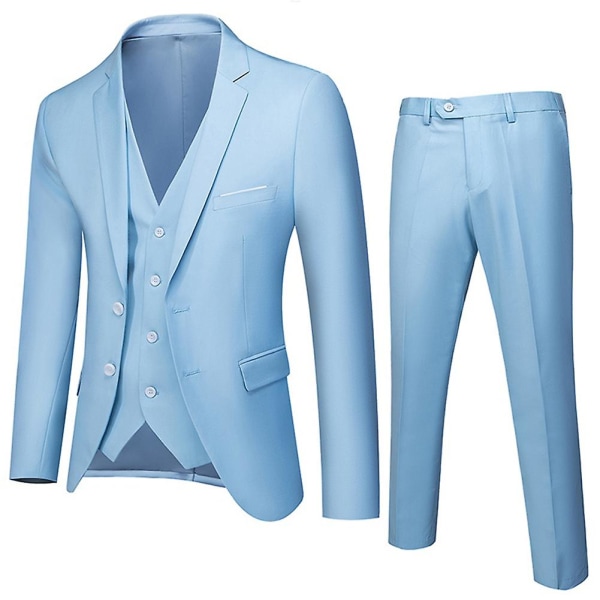 Herrkostym 3 delar Business Casual Kavajslag Regular Fit Bröllopskostym J
