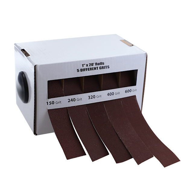 6 meter rulle sandpapper, 150/240/320/400/600 grit, 5 rullar slipband, torr