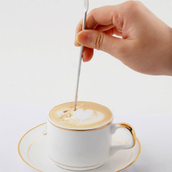 304 Rostfritt Stål Kaffe Art Pen Barista Cappuccino Espresso Kaffe Dekor