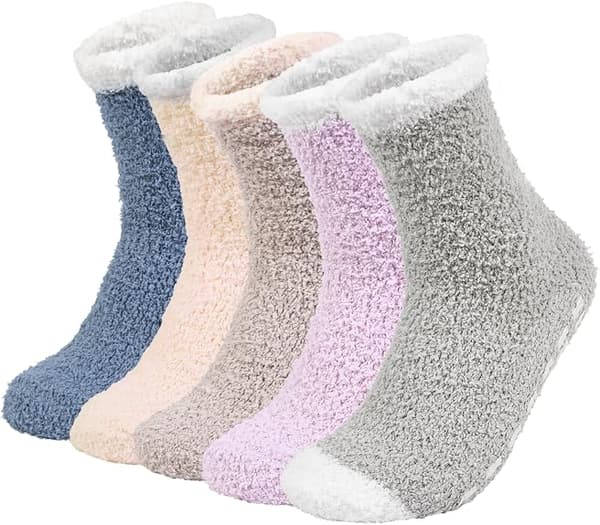 Womens Fuzzy Socks 5 Par, Vinter Varme Bløde Sutsko, Non S