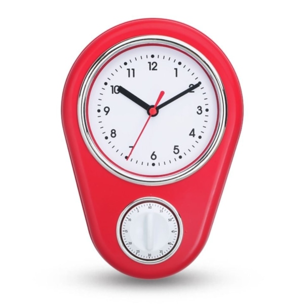 Väggklocka & Timer - Klocka med timerfunksjon Röd