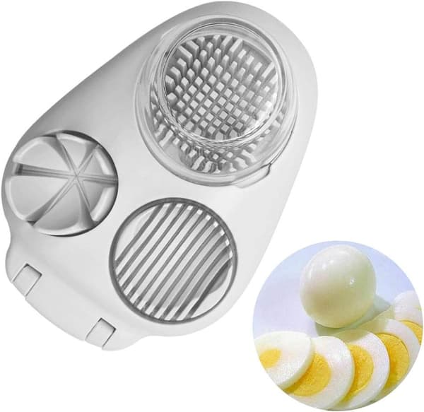 3 i 1 eggeskjærer, eggeskjærer for hardkokte egg, med rustfritt stål kutt