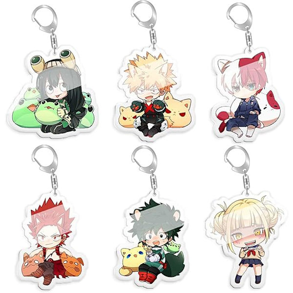 MHA Anime Cartoon Midoriya Izuku/Bakugo Katsuki Akryl Nyckelring 6 st