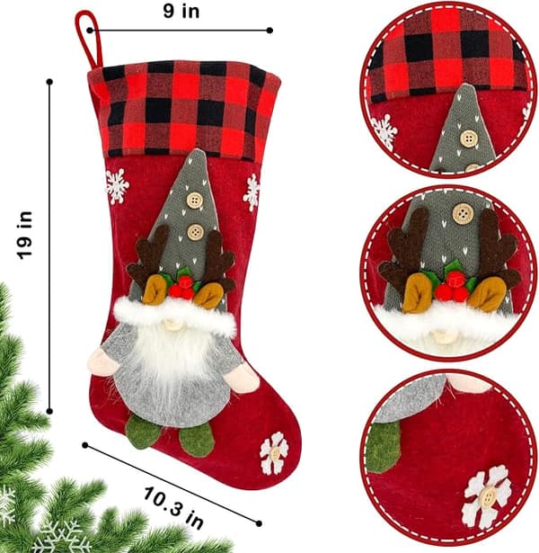 3 stk julekuler til julepynt, store 3D julestrømper