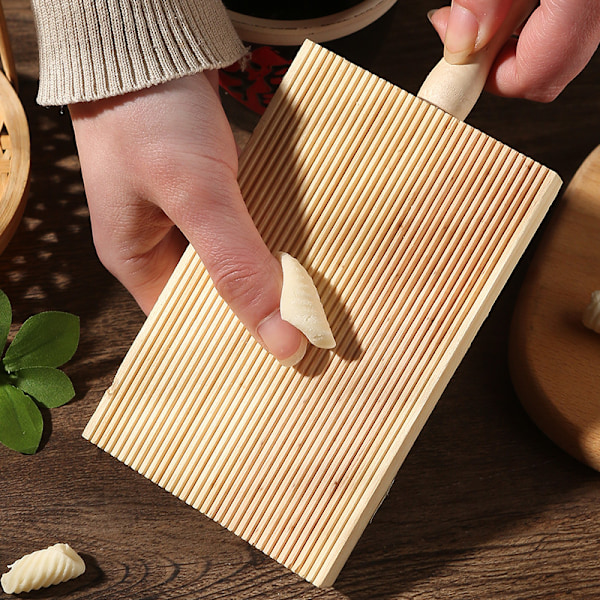 Træ Gnocchi Paddle, 21.5X8.5cm Træ Gnocchi, Skrå Ridge Board, Gnocchi Paddle Board til Hjemmekøkken Noodle Tool