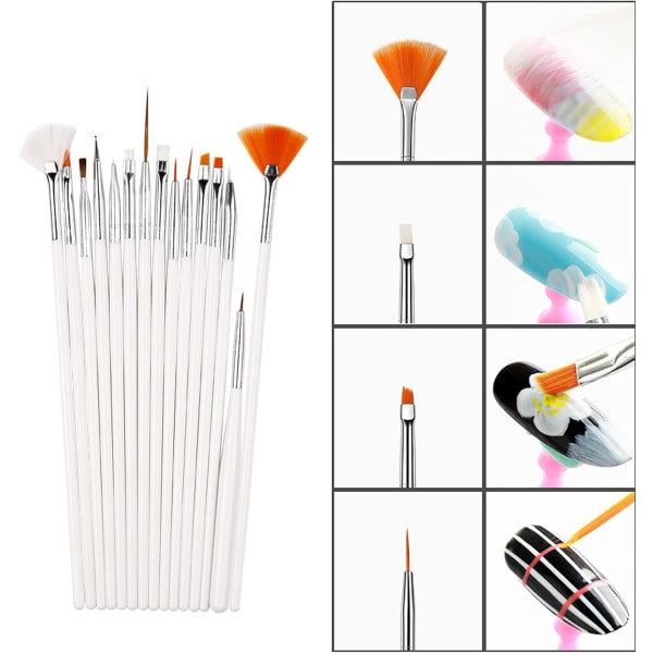 30 stk. neglekunst gel design pen maling polering pensel prik tegning