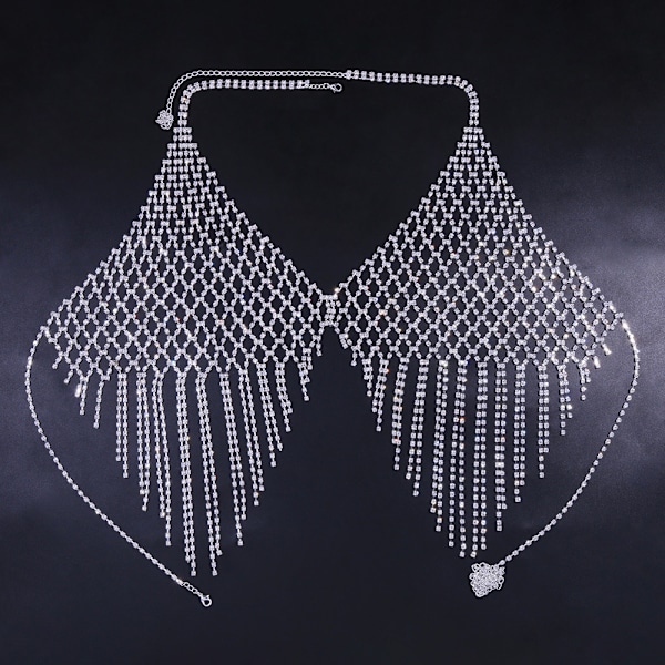 Mesh Body Strap Bryst Kæde BH Top Rhinestone Crystal Lingeri