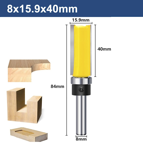 4 st 8 mm Fräsverktyg för träbearbetning Kopierfräs Spolfräs Kopierfräs Frässpårfräs Skaft Skärning