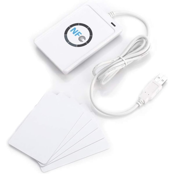 NFC RFID-läsare, ACR122U Kortläsare Smart NFC RFID-chipkortläsare ISO 14443A/B RFID-läsare med gratis programvara i vitt