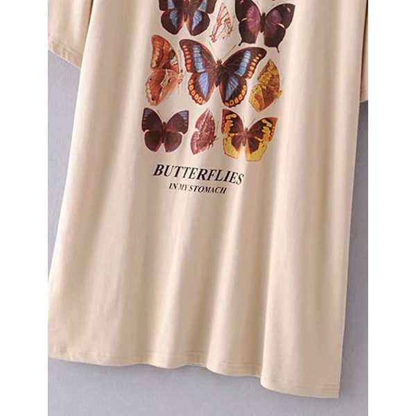 Naisten ylimitoitettu graafinen print löysä t-paita, lyhythihainen pyöreä kaula-aukko
