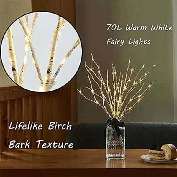 Ljusade björk grenar 80 cm 100 vita pil LED batteridriven med timer