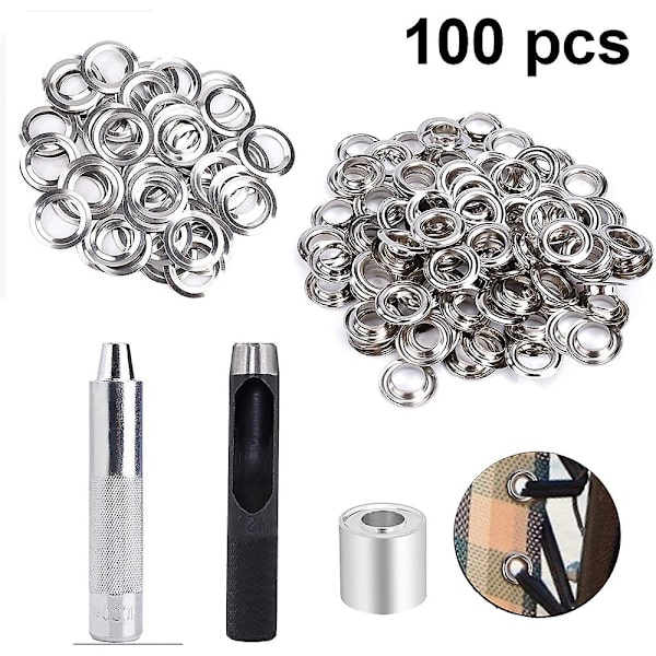 Grommet værktøjssæt 12 mm Grommet øjer skive øje tang sæt og 100 sæt