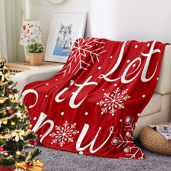 Juleplaid, Flannel Fleece Plaid 100 x 150 cm Blød og Fluffy, Rød Vendbar Fleece Plaid Varmt Juleplaid til Sengetøj Sofa TV