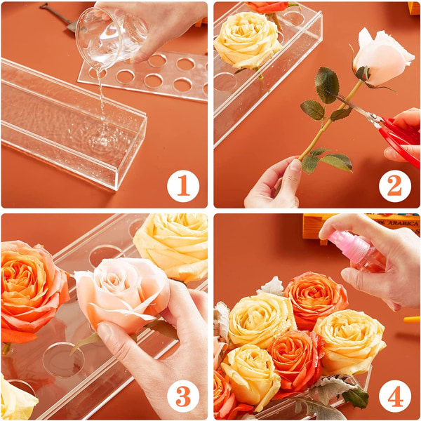 Klar akryl blomvas rektangulär blommig mittpunkt för matbord,