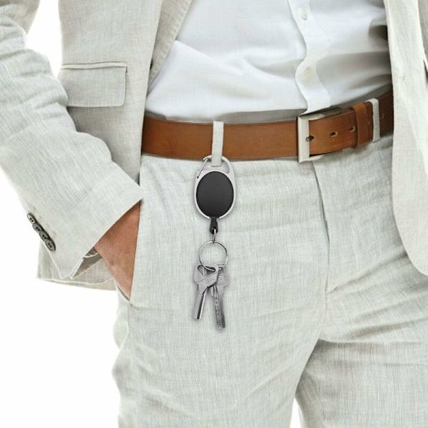 5 Retractable Badge Holder Karabiner Reels Key Ring Chains med Metal Split