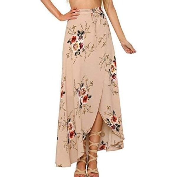 Naisten Boho-kukka solmio kesäranta kääre mekko,XL