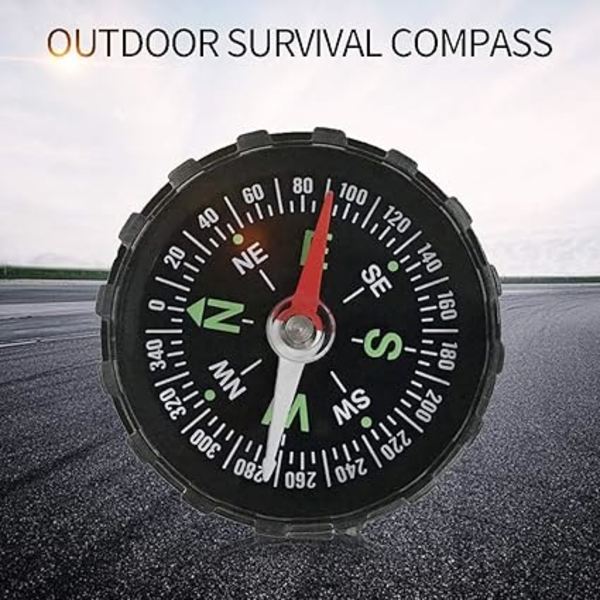 Bärbar fickkompass för utomhusbruk, fickkompass med navigeringsknapp för camping, vandring, överlevnad utomhus (2-pack)