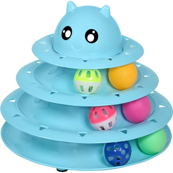 Roller Cat Toys, 3 Level Towers Tracks Roller med seks fargerike ball, Inter