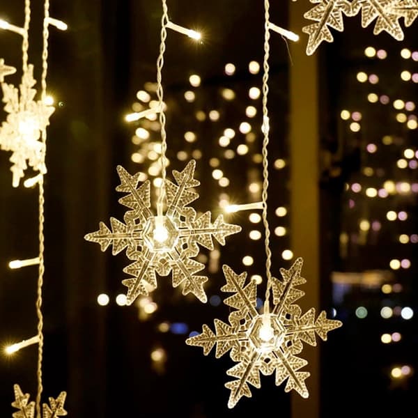 12ft/3.5M Snowflake Curtain Light Plug in String Light LED Fairy