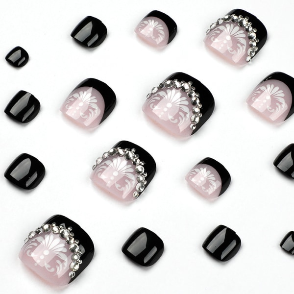 Falska tånaglar Stick on Nails för kvinnor för nagelkonstdekorationer 24 st