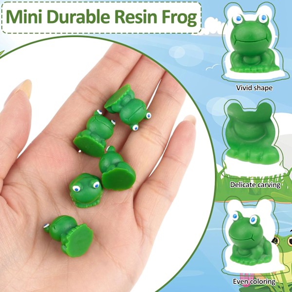30 stk. Mini Harpiks Frøer Havedekoration Små Frøer til Miniature Fehave Mos Landskab Grøn Frø Figurer Harpiks Ornamenter til