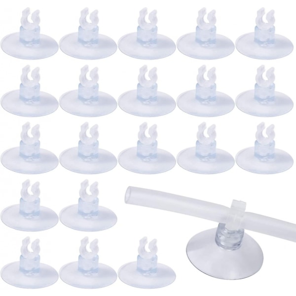 20 stk. gennemsigtige akvarie-sugekopper, 5 mm akvarie-sugekopper med slangeholder