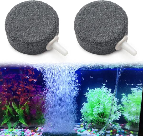 Djup Luftsten Diffuser, Akvarium Syrediffuser, 2 Runda Luftstenar, Luftsten kompatibel Akvarium, Akvarium Luftsten, Akvarium Bubblare, Akvarium Luft Bu