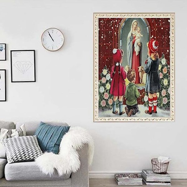 Timanttimaalauspakkaukset Aikuisten ja Lasten, DIY Joulupelastaja Jeesus Timanttitaide Maalaa Timanteilla Maalauspakkaus Lapsille 5d Pyöreä Täysporaus Timantti