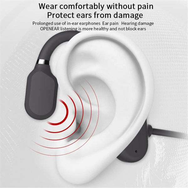 Bone Conduction Vandtætte Sports Hovedtelefoner til Løb (Sort)