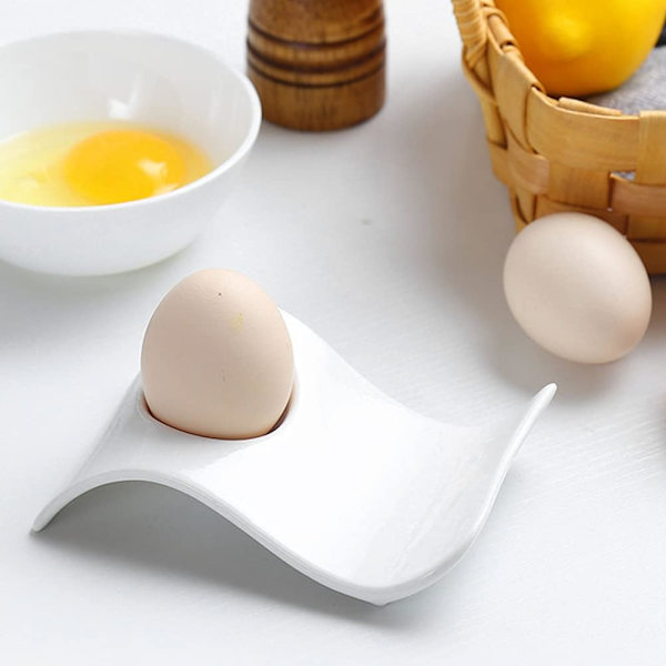 4 stk eggekopper porselen eggestativ eggeskall, 13,5x8x3,5cm (hvit)