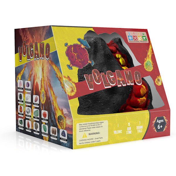 Vulkan Krystal Gemstone Dig Kit, Grav 15 Ægte Ædelstene Ud, Skat Mining Mineral & Rock Collection til Børn, Arkæologi